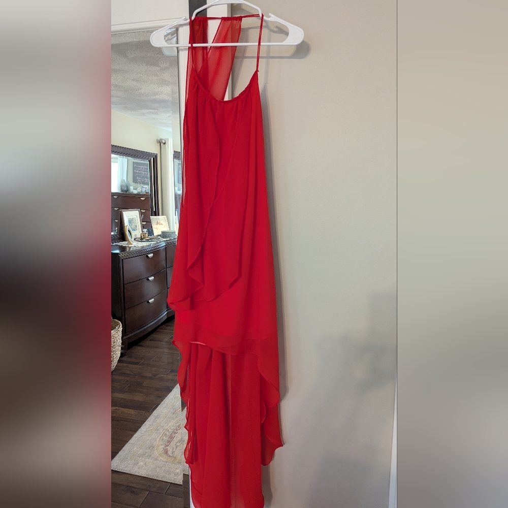 Elegant Red Chiffon Dress